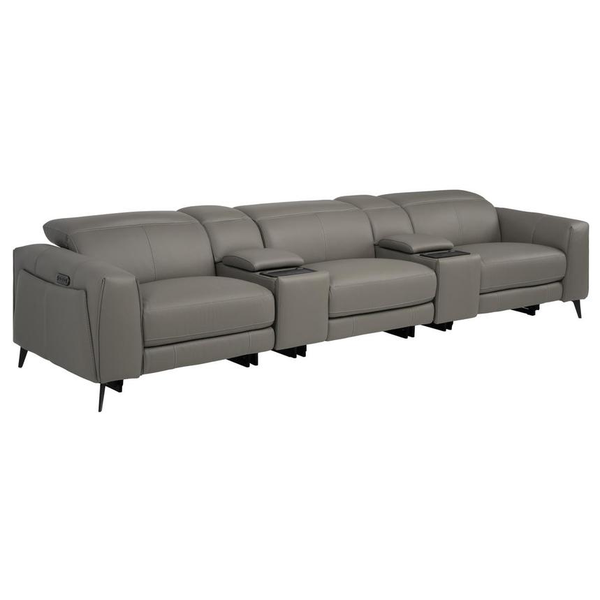 Luke 2.0 Dark Gray Home Theater Leather Seating with 5PCS/3PWR alternate image, 4 of 11 images.