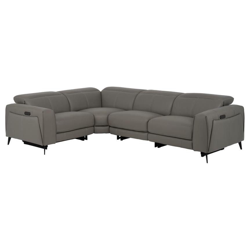 Luke 2.0 Dark Gray Leather Power Reclining Sectional with 4PCS/2PWR  main image, 1 of 9 images.