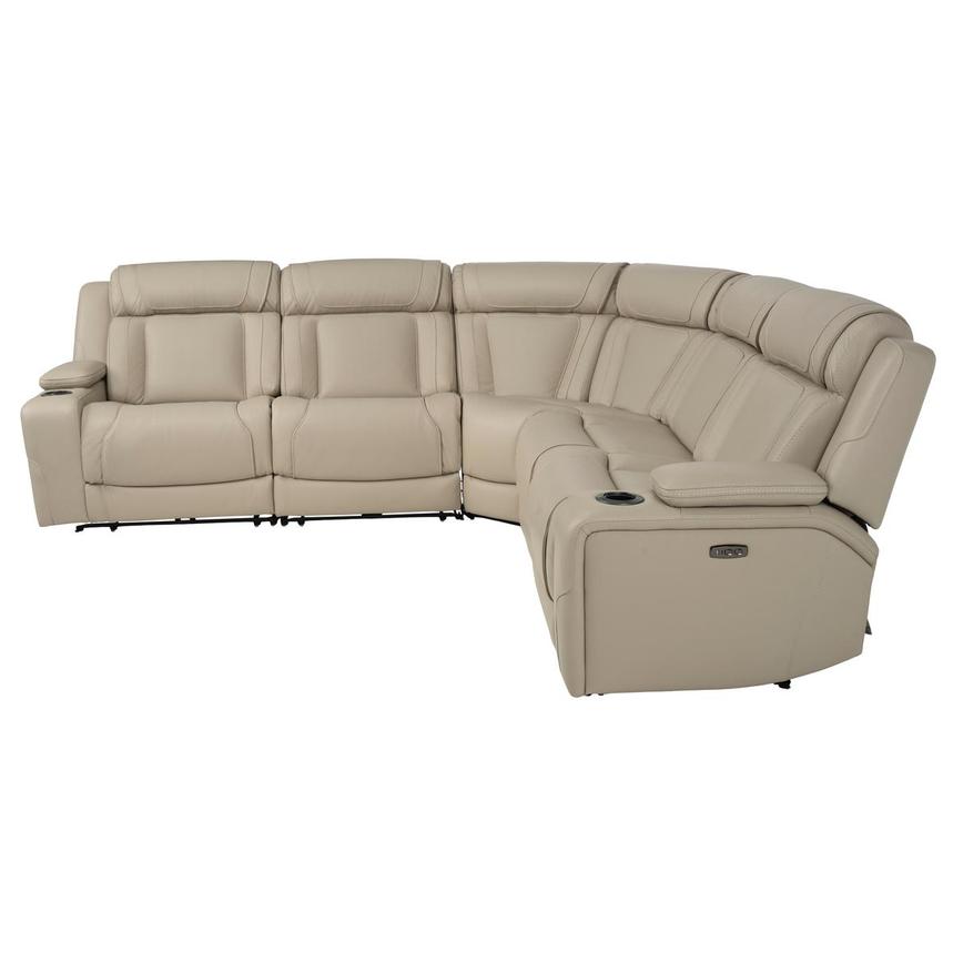 Odyssey Beige Leather Power Reclining Sectional with 5PCS/3PWR  alternate image, 3 of 9 images.