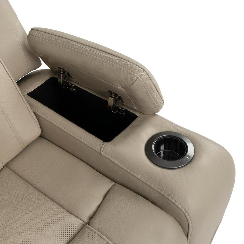 Odyssey Beige 6PCS/3PWR Leather Power Reclining Sectional w/Beverage Cooler  alternate image, 21 of 28 images.