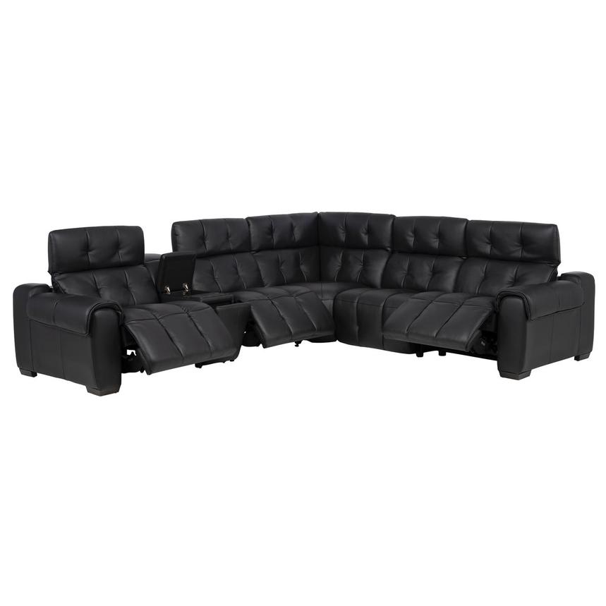 Obsidian Leather Power Reclining Sectional with 6PCS/3PWR alternate image, 4 of 15 images.
