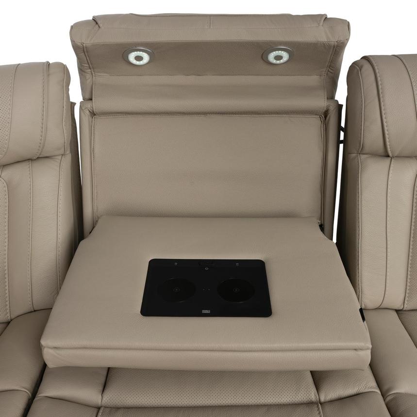 Odyssey Beige 6PCS/3PWR Leather Power Reclining Sectional w/Beverage Cooler  alternate image, 11 of 17 images.