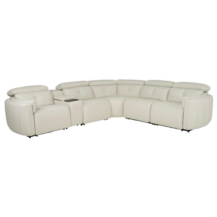 Kamet Ivory Leather Power Reclining Sectional with 6PCS/3PWR  main image, 1 of 8 images.