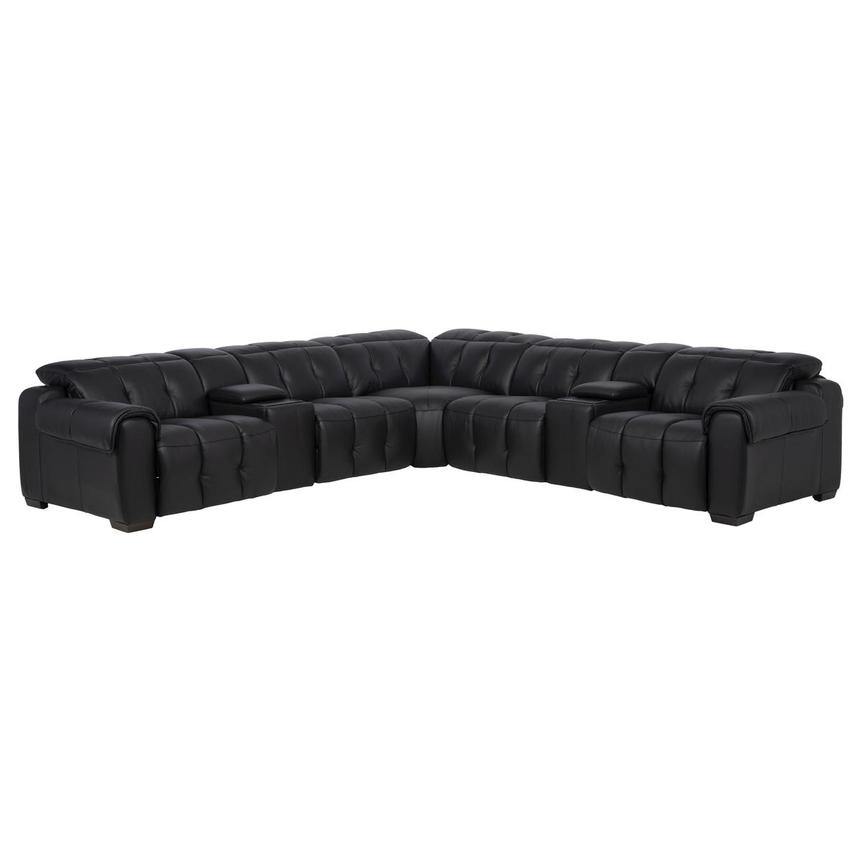 Obsidian Leather Power Reclining Sectional with 7PCS/3PWR