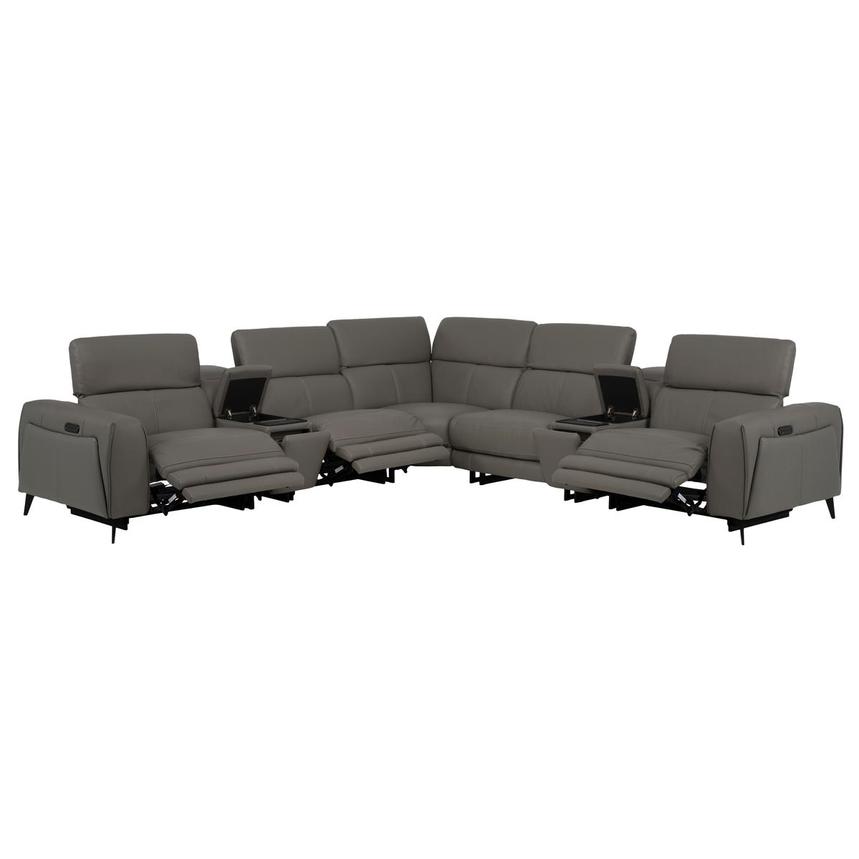 Luke 2.0 Dark Gray Leather Power Reclining Sectional with 7PCS/3PWR alternate image, 2 of 12 images.