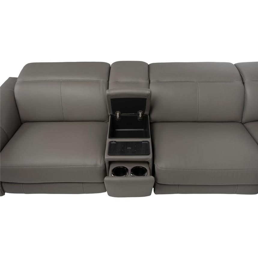 Luke 2.0 Dark Gray Leather Power Reclining Sectional with 6PCS/3PWR  alternate image, 7 of 14 images.