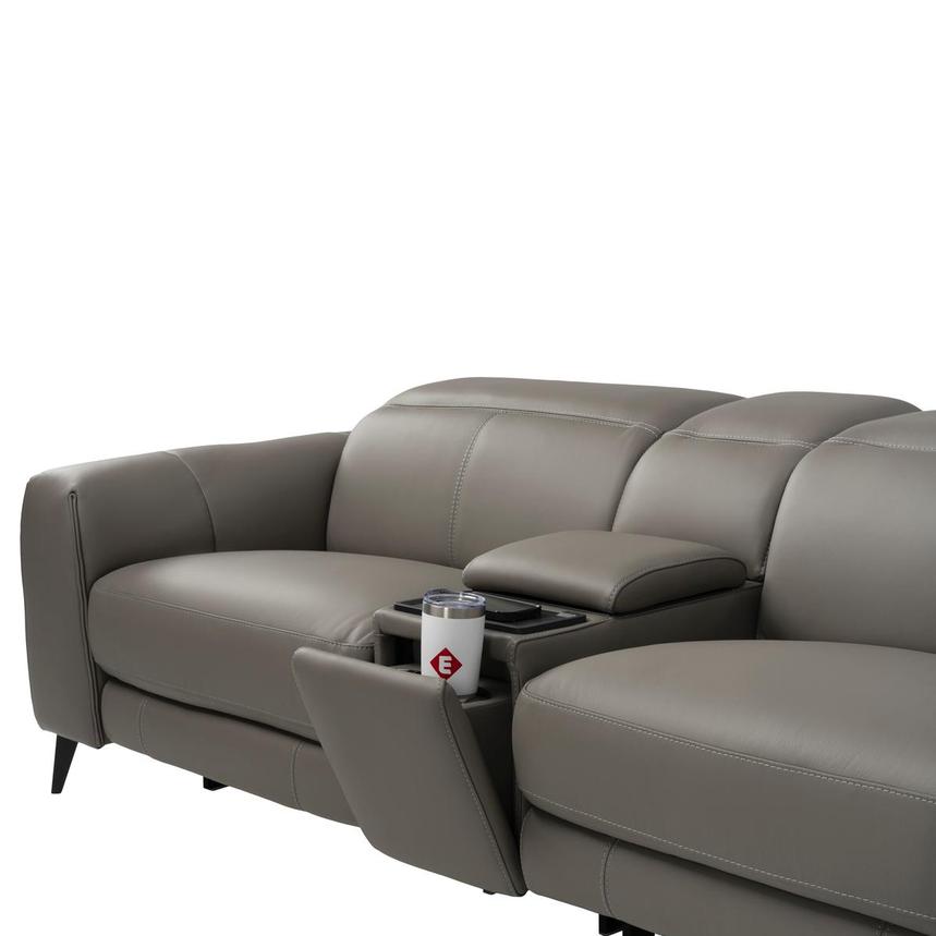 Luke 2.0 Dark Gray Leather Power Reclining Sectional with 6PCS/3PWR  alternate image, 9 of 14 images.