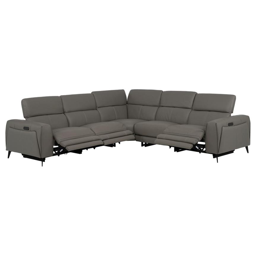 Luke 2.0 Dark Gray Leather Power Reclining Sectional with 5PCS/3PWR alternate image, 2 of 10 images.