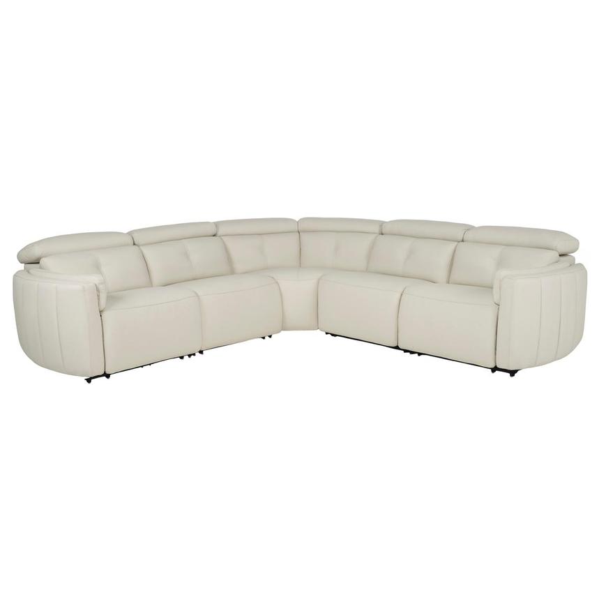 Kamet Ivory Leather Power Reclining Sectional with 5PCS/2PWR  main image, 1 of 8 images.