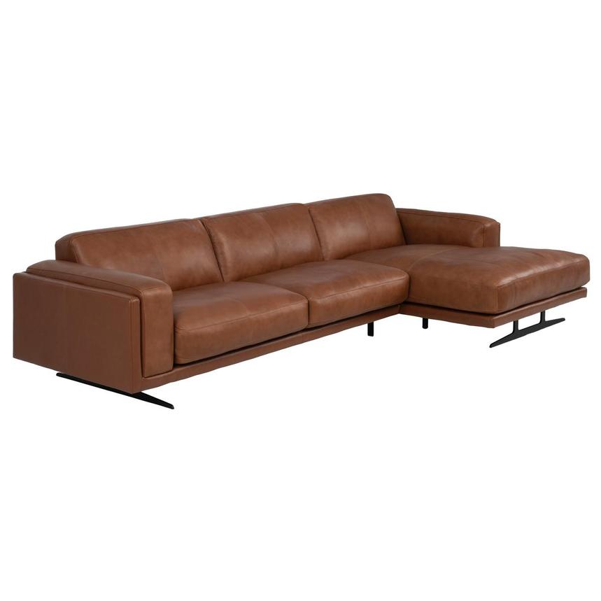 Palermo Tan Leather Sofa w/Right Chaise  alternate image, 2 of 8 images.