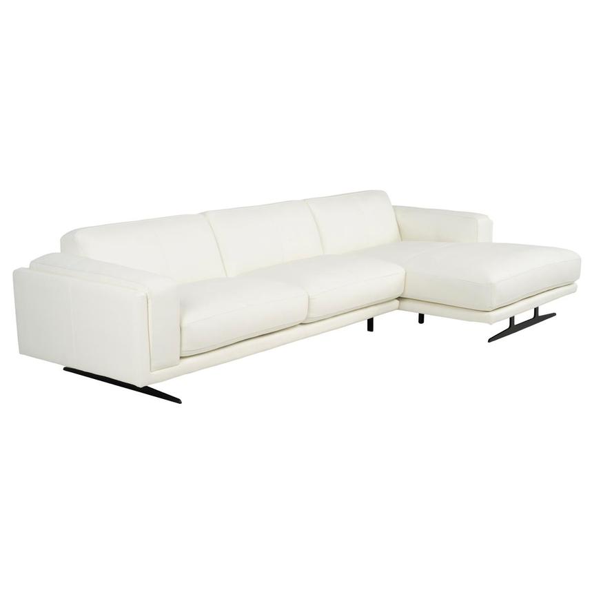 Palermo White Leather Sofa w/Right Chaise  alternate image, 2 of 7 images.