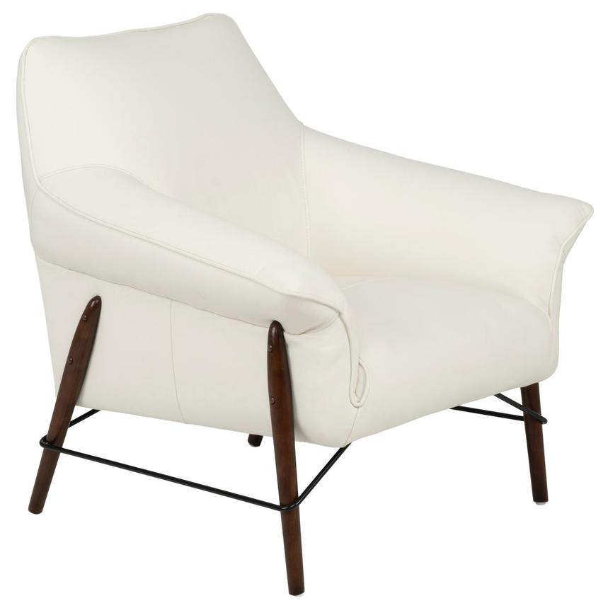 Jensen White Leather Accent Chair alternate image, 5 of 12 images.