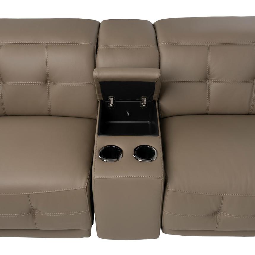 Graystone Dark Taupe Leather Power Reclining Sectional with 6PCS/3PWR  alternate image, 7 of 13 images.