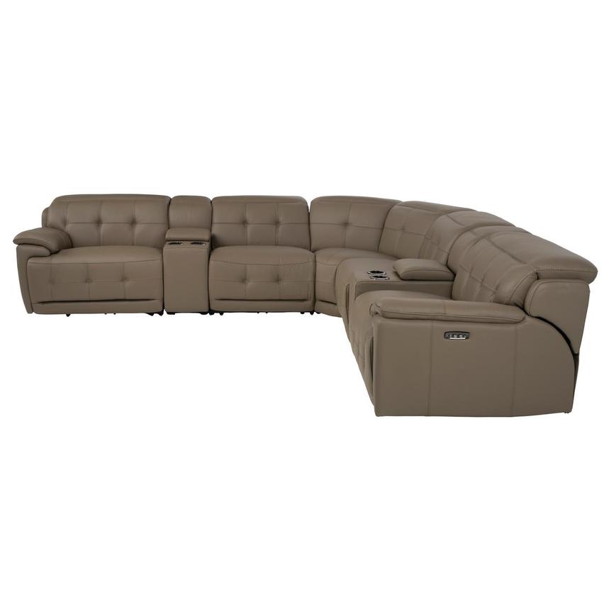 Graystone Dark Taupe Leather Power Reclining Sectional with 7PCS/3PWR  alternate image, 4 of 15 images.