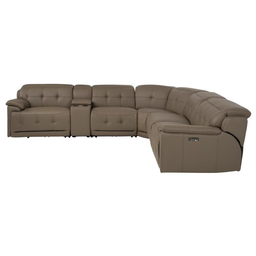 Graystone Dark Taupe Leather Power Reclining Sectional with 6PCS/3PWR  alternate image, 4 of 14 images.
