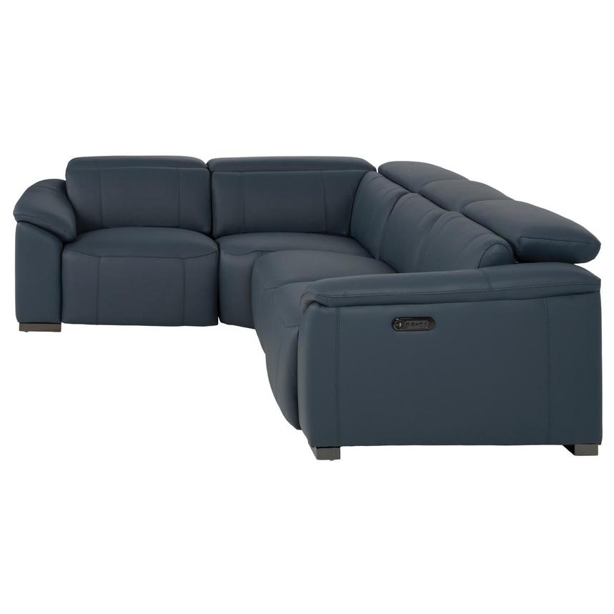 Cordova Blue Leather Power Reclining Sectional with 4PCS/2PWR  alternate image, 4 of 11 images.