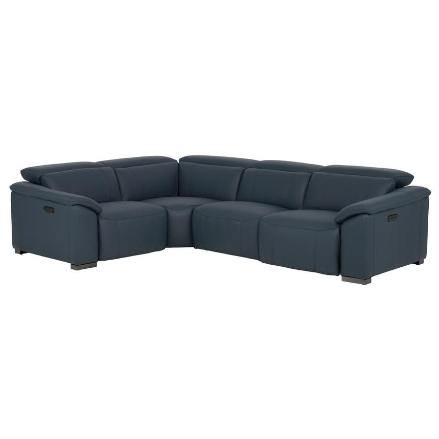 Cordova Blue Leather Power Reclining Sectional with 4PCS/2PWR