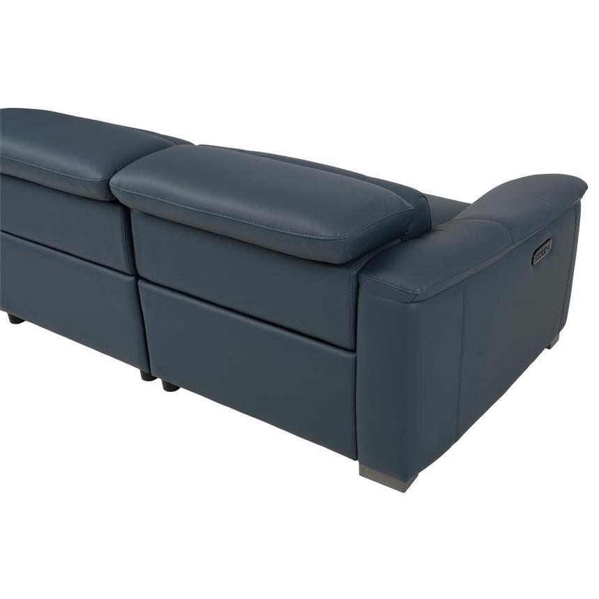 Cordova Blue Leather Power Reclining Sectional with 5PCS/2PWR  alternate image, 4 of 10 images.