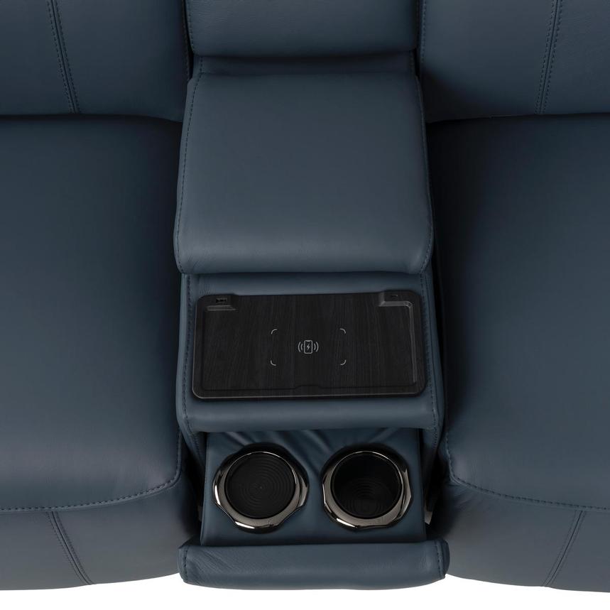 Cordova Blue Leather Power Reclining Sectional with 6PCS/3PWR  alternate image, 9 of 14 images.