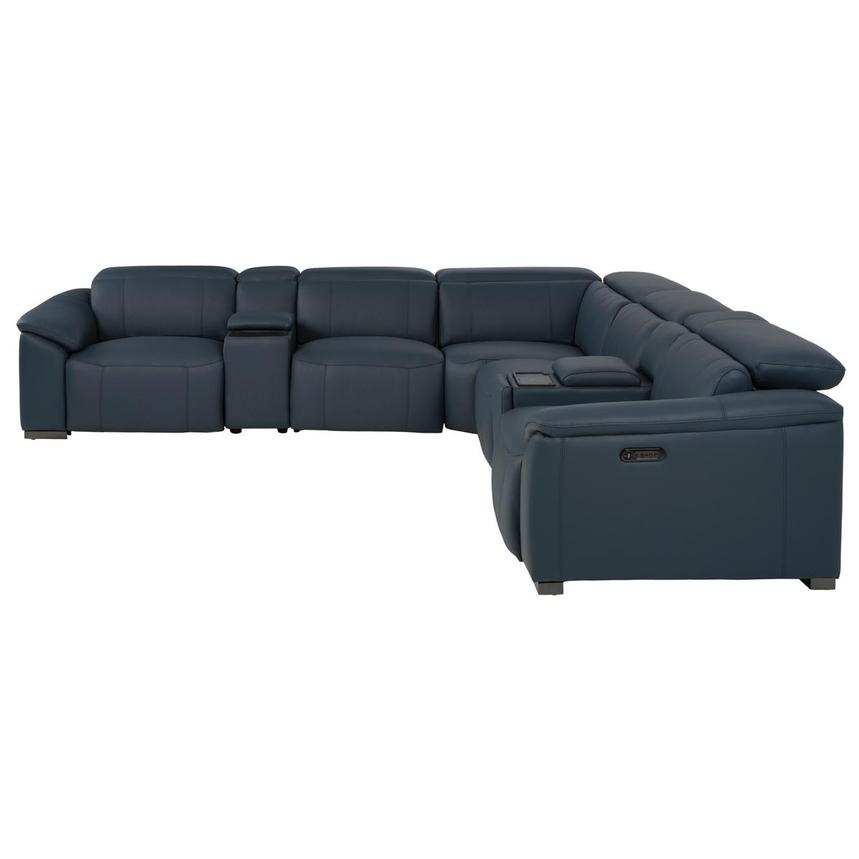 Cordova Blue Leather Power Reclining Sectional with 7PCS/3PWR  alternate image, 4 of 15 images.