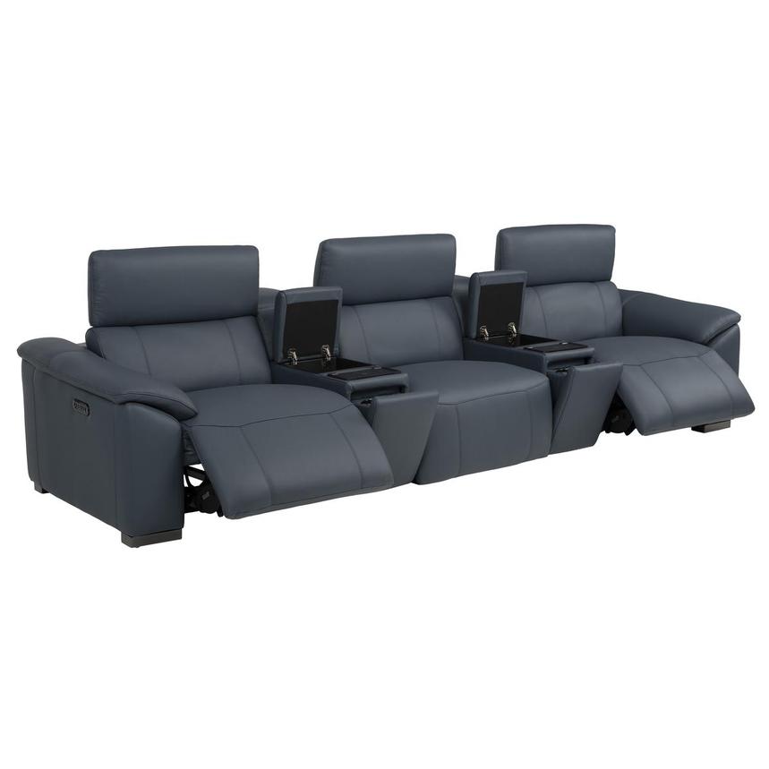 Cordova Blue Home Theater Leather Seating with 5PCS/2PWR  alternate image, 4 of 12 images.