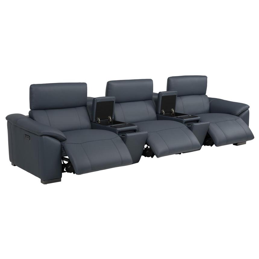 Cordova Blue Home Theater Leather Seating with 5PCS/3PWR  alternate image, 4 of 12 images.