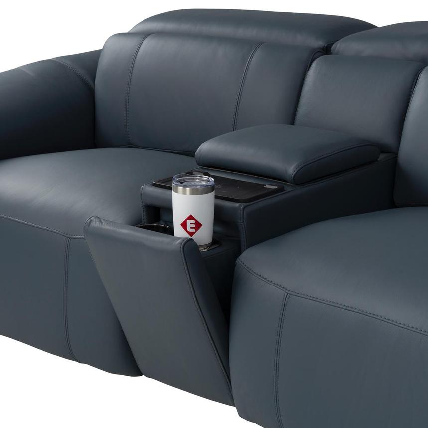 Cordova Blue Leather Power Reclining Sectional with 7PCS/3PWR alternate image, 7 of 15 images.