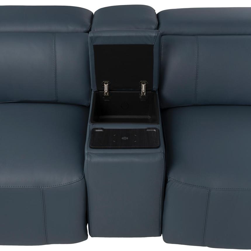 Cordova Blue Leather Power Reclining Sectional with 6PCS/2PWR alternate image, 9 of 15 images.
