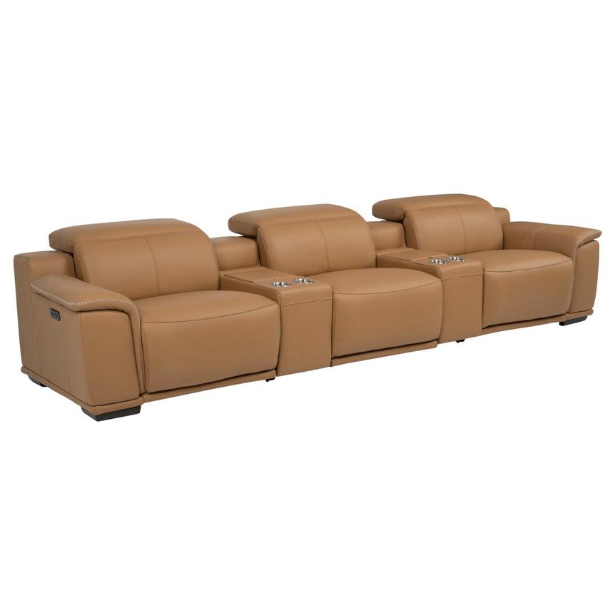 Davis 2.0 Tan Home Theater Leather Seating with 5PCS/3PWR  alternate image, 4 of 11 images.