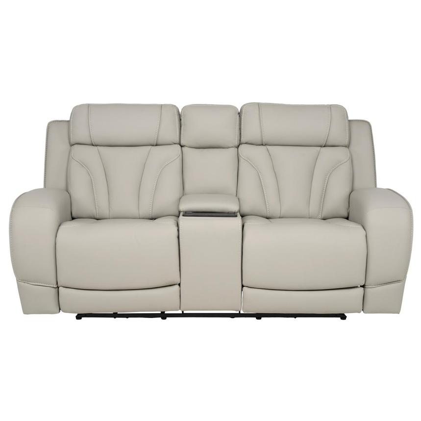 Kylo Light Gray Power Motion Leather Sofa w/Console  main image, 1 of 19 images.