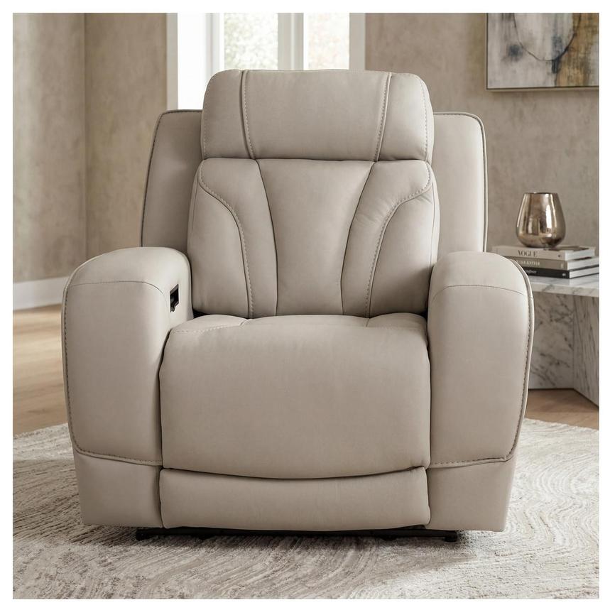 Kylo Light Gray Power Motion Leather Recliner alternate image, 2 of 16 images.
