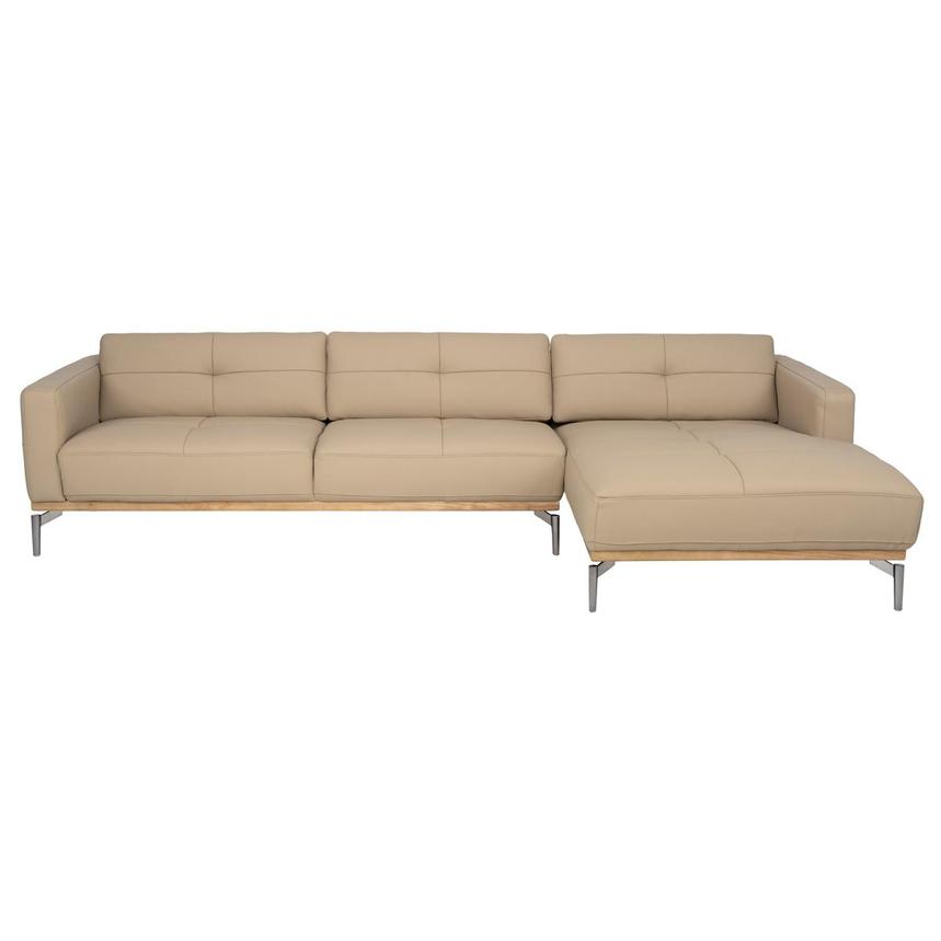 Nate Taupe Leather Corner Sofa w/Right Chaise  main image, 1 of 12 images.