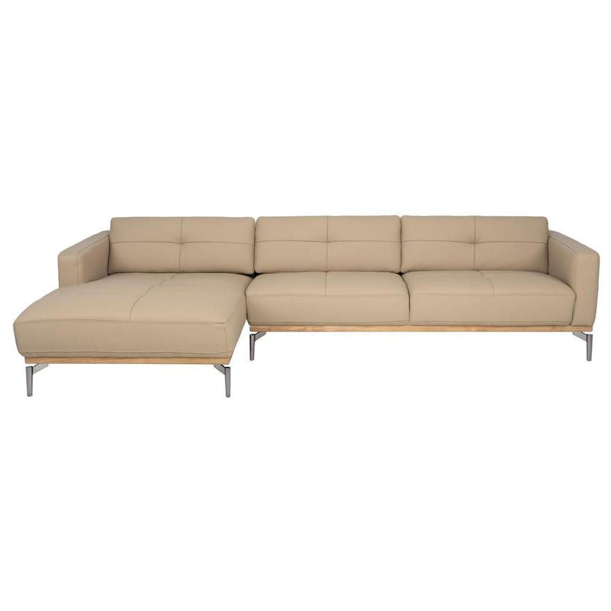 Nate Taupe Leather Corner Sofa w/Left Chaise  main image, 1 of 12 images.