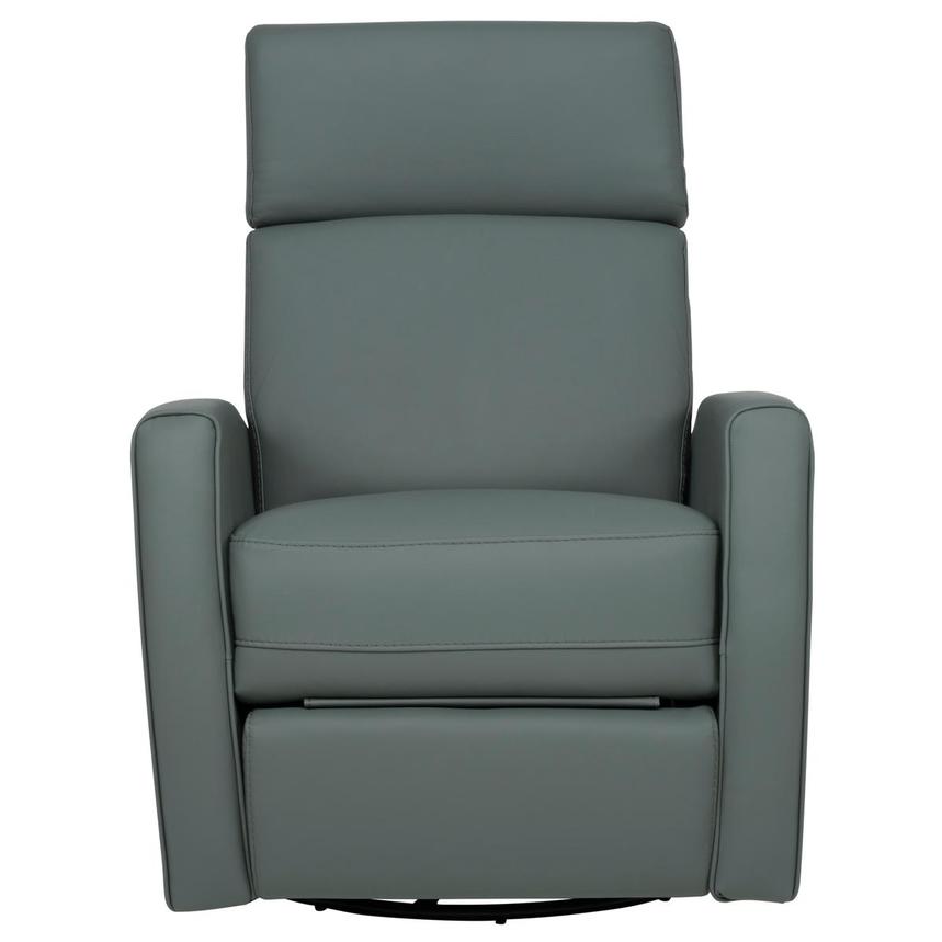 Lucca Blue Leather Power Swivel Glider Recliner  main image, 1 of 10 images.