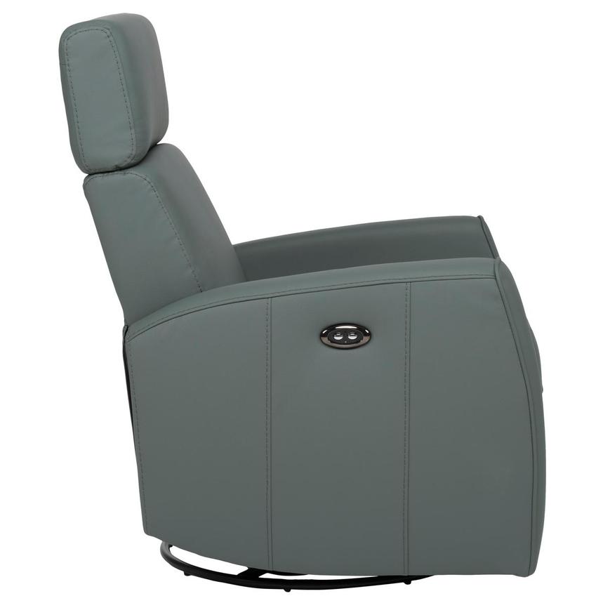 Lucca Blue Leather Power Swivel Glider Recliner alternate image, 4 of 10 images.