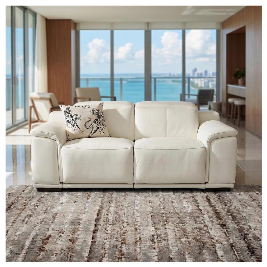 Davis 2.0 White Leather Power Reclining Loveseat  alternate image, 2 of 12 images.