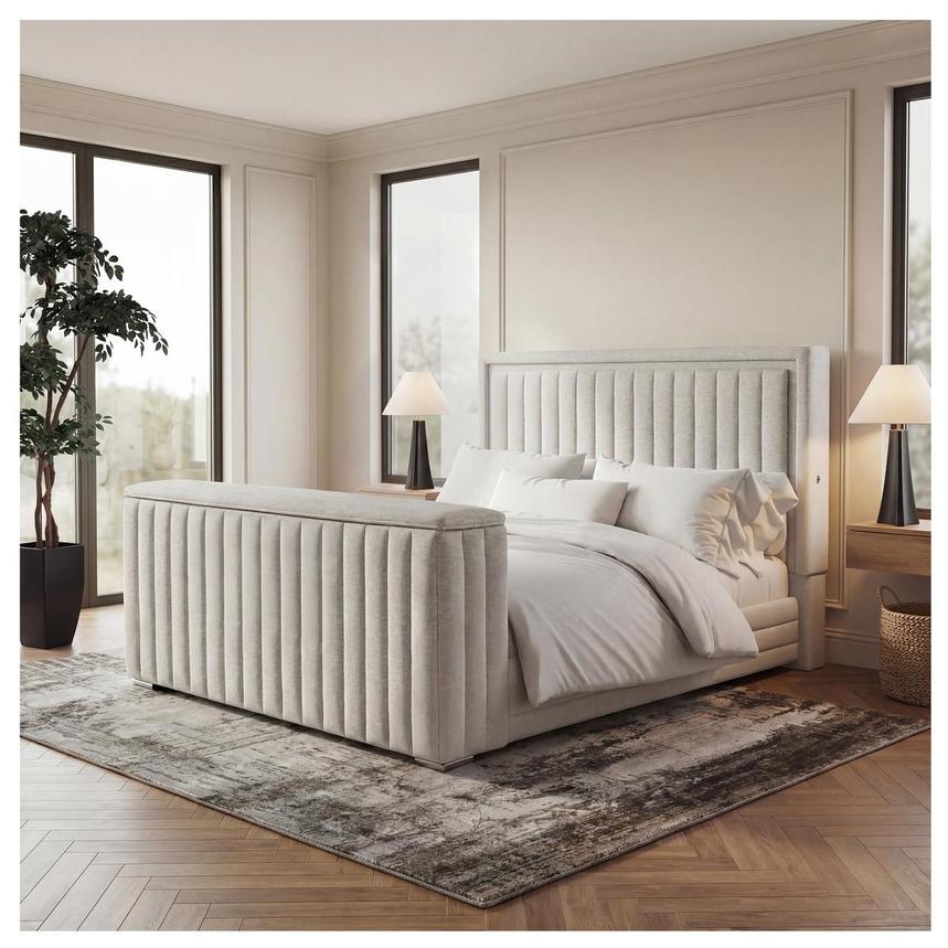 Ellia King Panel Bed w/LED Lights, TV Lift & Fireplace alternate image, 2 of 13 images.