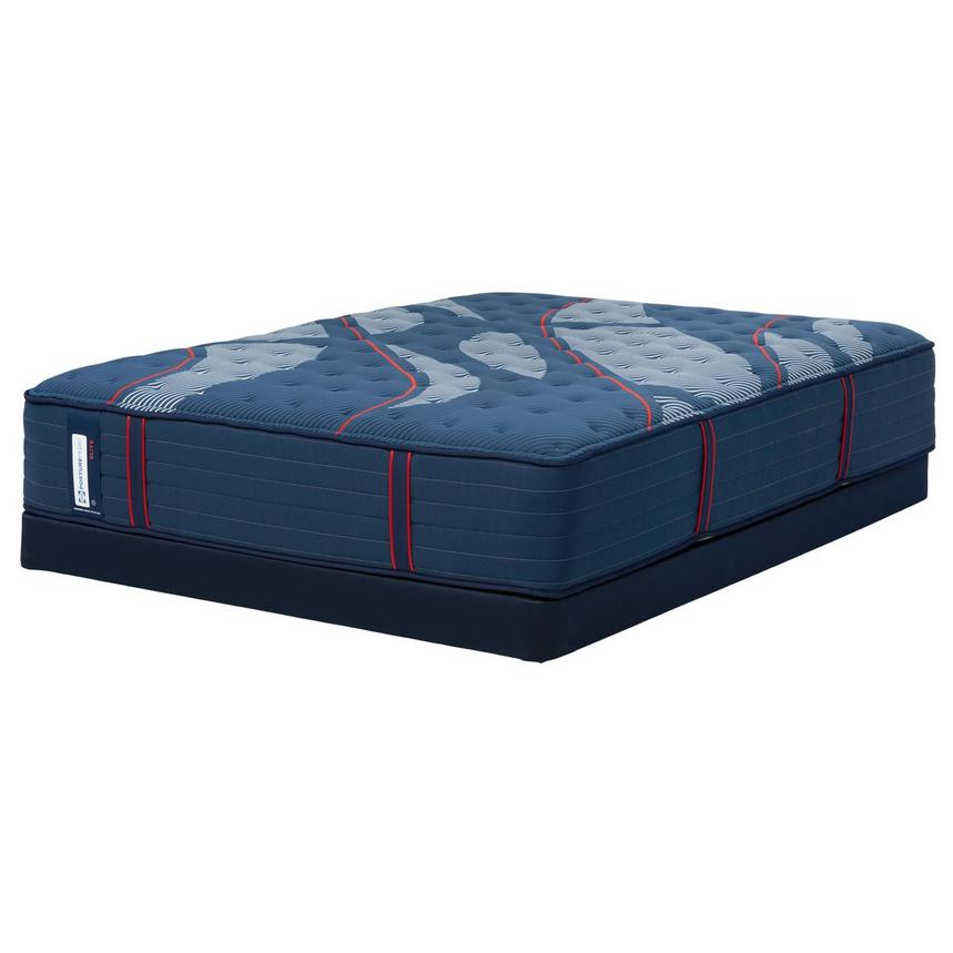 Elite Albany Firm Queen Mattress w/Low Foundation by Sealy Posturepedic