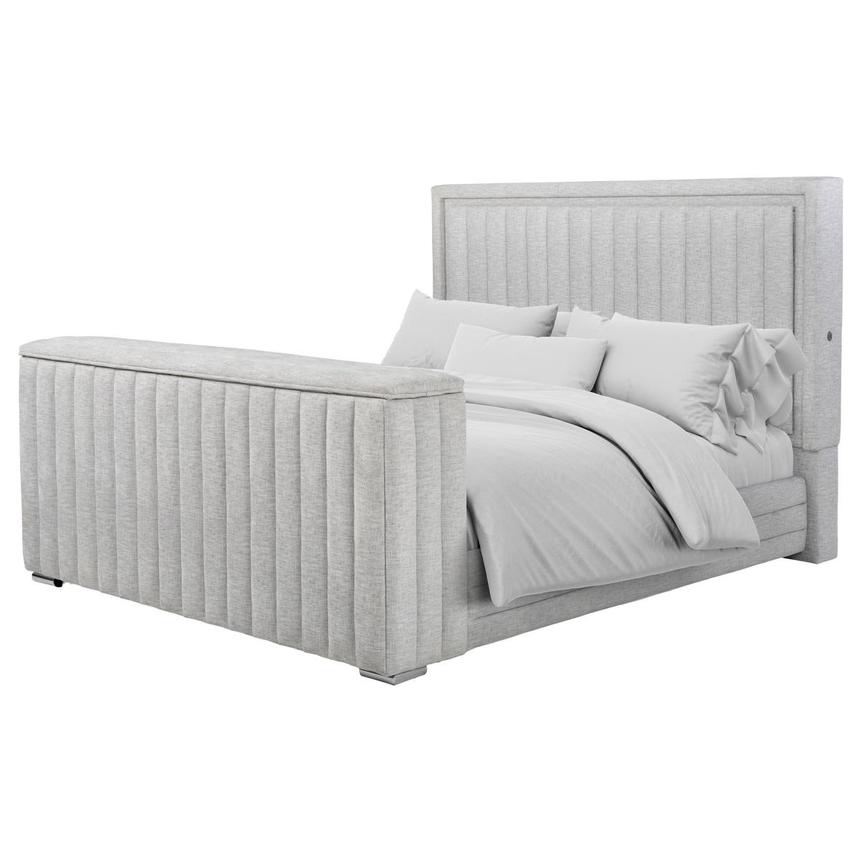 Ellia King Panel Bed w/LED Lights, TV Lift & Fireplace  main image, 1 of 13 images.