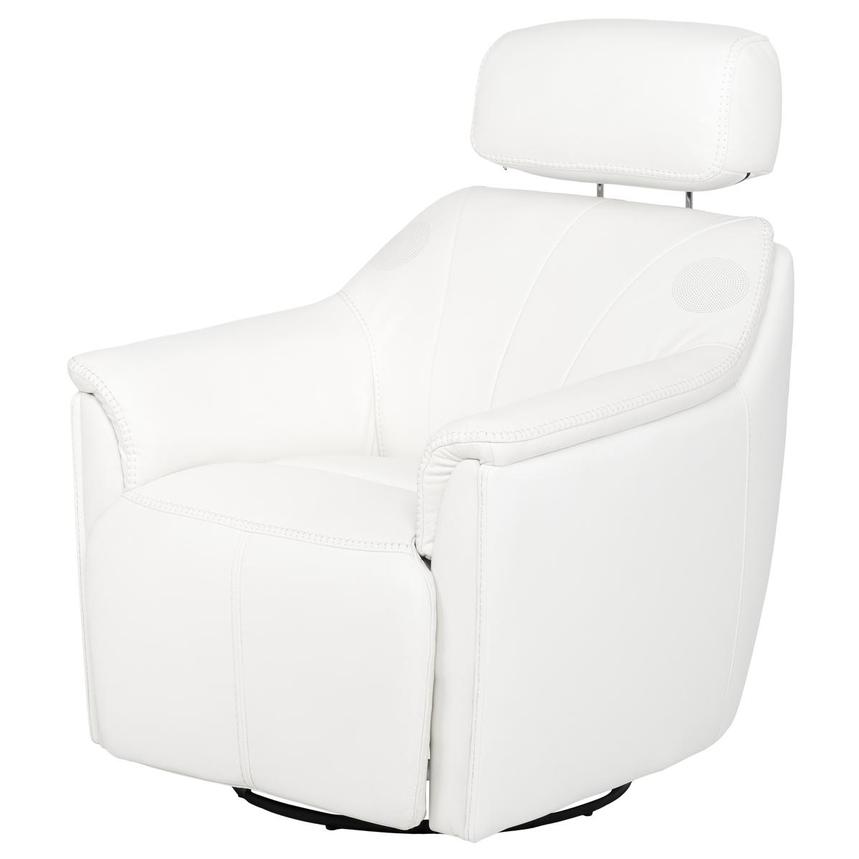 LuxTone White Leather Power Tilt Recliner  main image, 1 of 14 images.