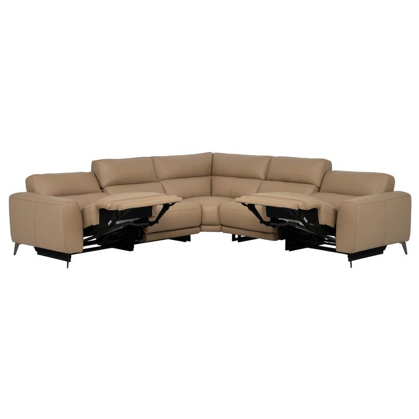 Granet Dark Cream Leather Power Reclining Sectional with 5PCS/2PWR alternate image, 4 of 12 images.