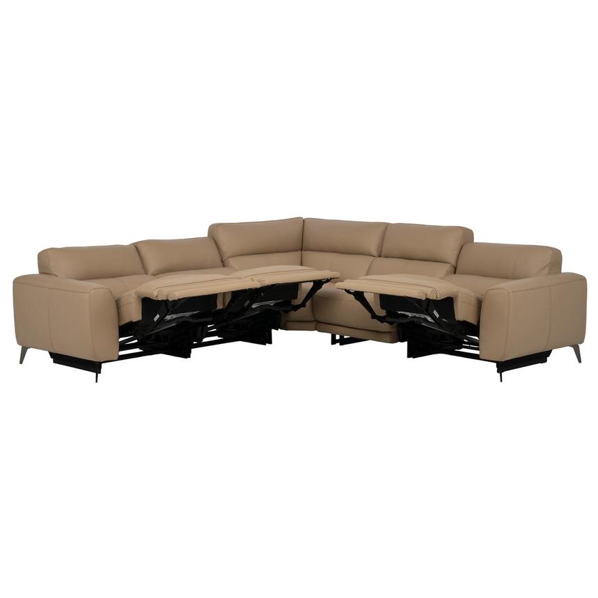 Granet Dark Cream Leather Power Reclining Sectional with 5PCS/3PWR alternate image, 4 of 13 images.