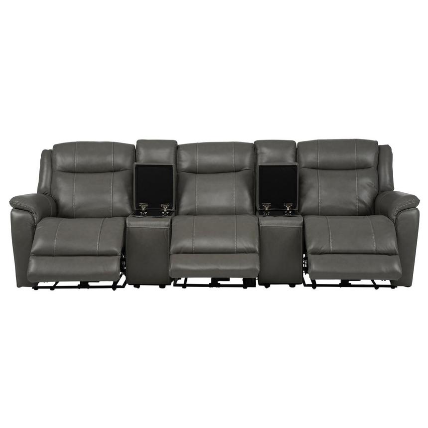 Samuel Dark Gray Home Theater Leather Seating with 5PCS/3PWR  alternate image, 2 of 10 images.