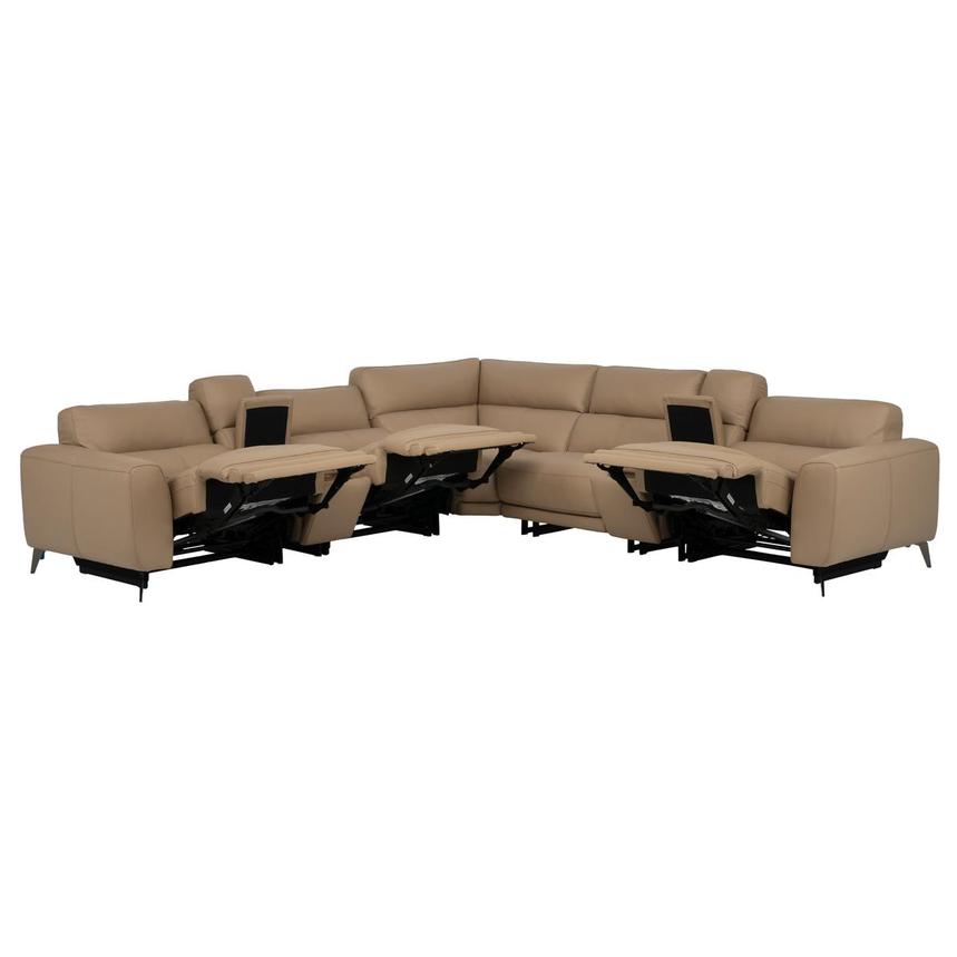 Granet Dark Cream Leather Power Reclining Sectional with 7PCS/3PWR alternate image, 4 of 16 images.