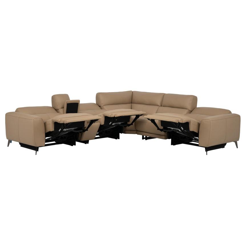 Granet Dark Cream Leather Power Reclining Sectional with 6PCS/3PWR alternate image, 4 of 17 images.