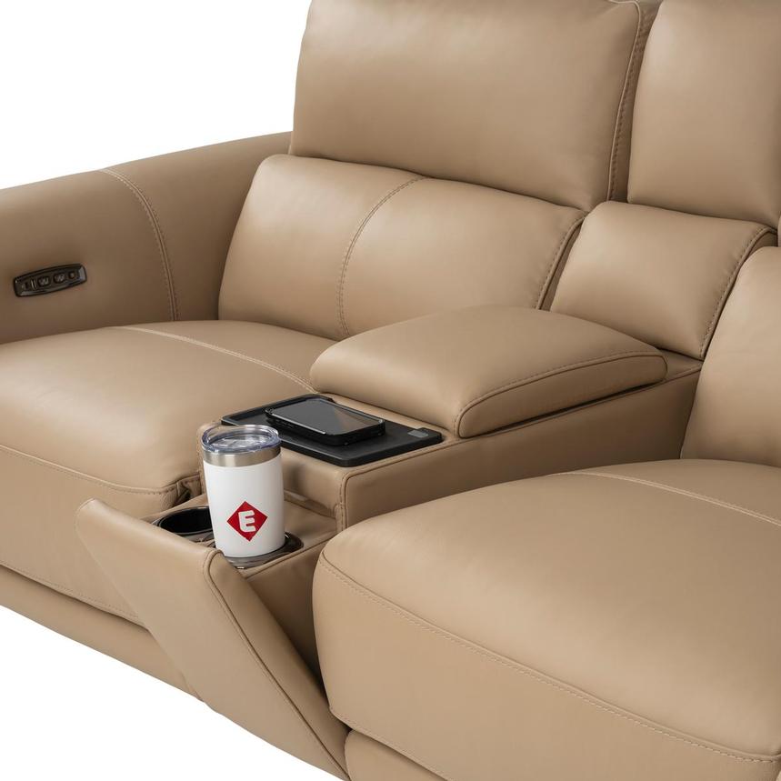 Granet Dark Cream Leather Power Reclining Sectional with 6PCS/3PWR alternate image, 9 of 17 images.