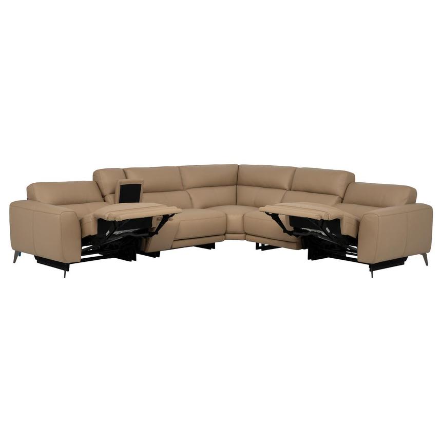 Granet Dark Cream Leather Power Reclining Sectional with 6PCS/2PWR alternate image, 4 of 17 images.