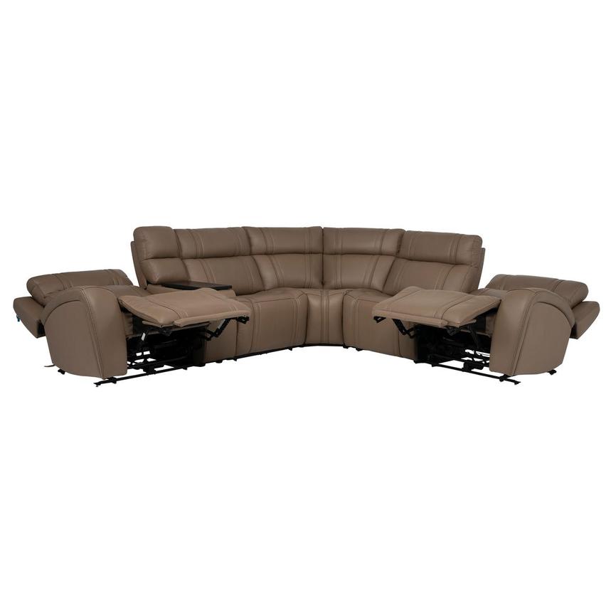 Galaxy Light Brown Leather Power Reclining Sectional with 6PCS/3PWR alternate image, 4 of 15 images.