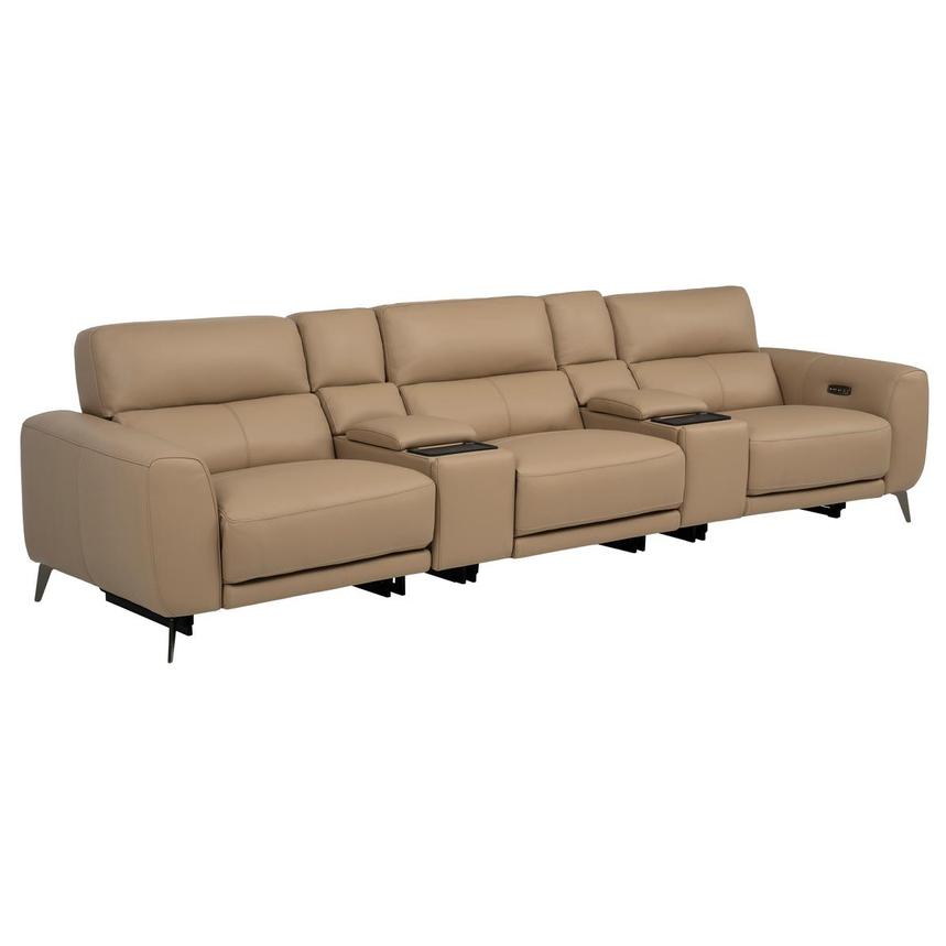 Granet Dark Cream Home Theater Leather Seating with 5PCS/2PWR alternate image, 4 of 17 images.