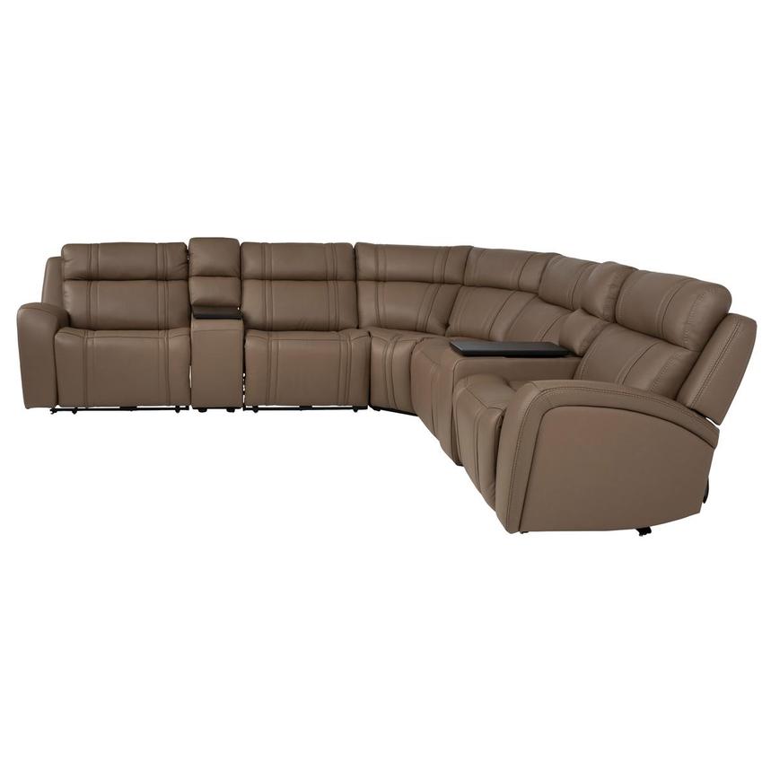 Galaxy Light Brown Leather Power Reclining Sectional with 7PCS/3PWR alternate image, 4 of 14 images.